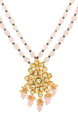Pink Kundan & Beads Alloy Necklace Set