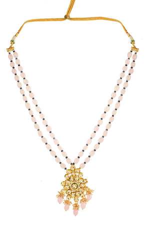 Pink Kundan & Beads Alloy Necklace Set