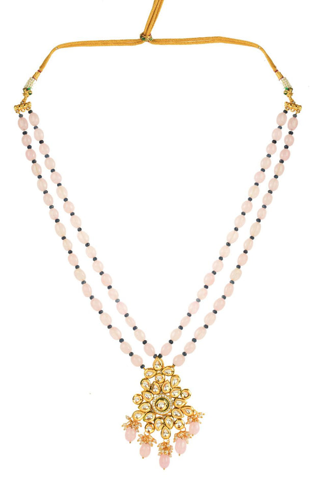 Pink Kundan & Beads Alloy Necklace Set