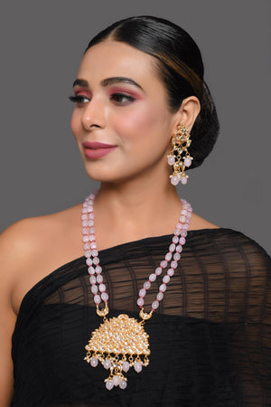 Pink Kundan & Beads Alloy Necklace Set