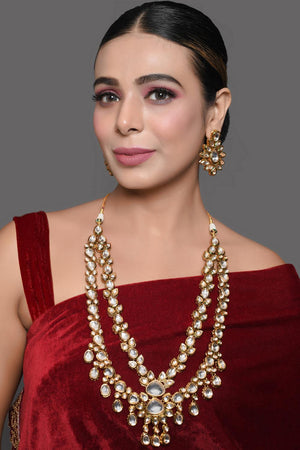 Golden Kundan & Beads Alloy Necklace Set