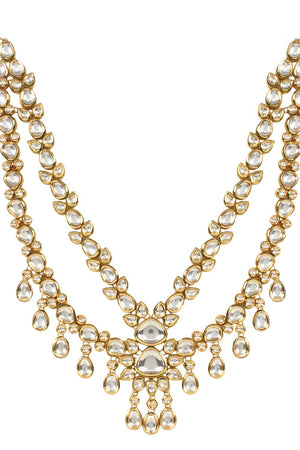Golden Kundan & Beads Alloy Necklace Set