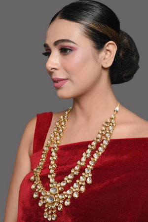 Golden Kundan & Beads Alloy Necklace
