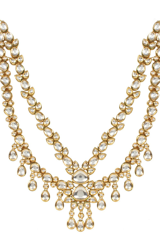 Golden Kundan & Beads Alloy Necklace
