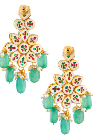 Golden Kundan & Beads Alloy Earrings