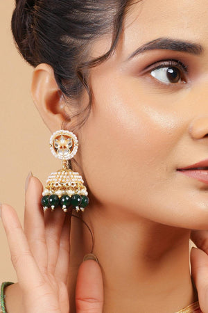 Golden Kundan & Beads Alloy Earrings