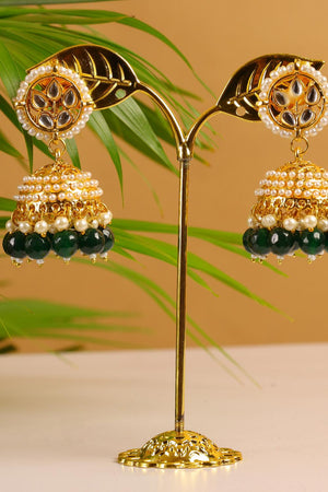 Golden Kundan & Beads Alloy Earrings