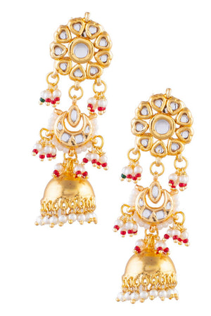 Golden Kundan & Beads Alloy Earrings
