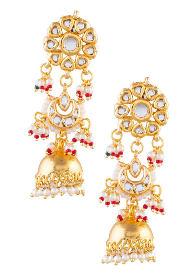 Golden Kundan & Beads Alloy Earrings