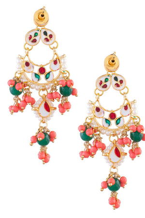 Golden Kundan & Beads Alloy Earrings
