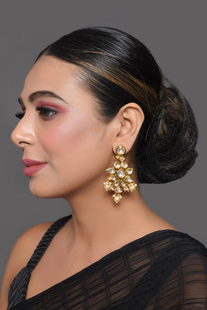 Pink Kundan & Beads Alloy Earrings