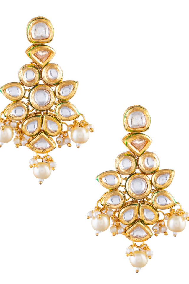 Pink Kundan & Beads Alloy Earrings