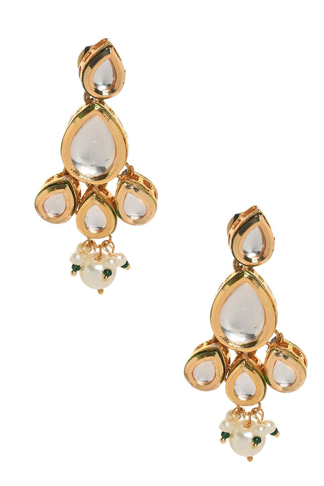 Golden Kundan & Beads Alloy Earrings