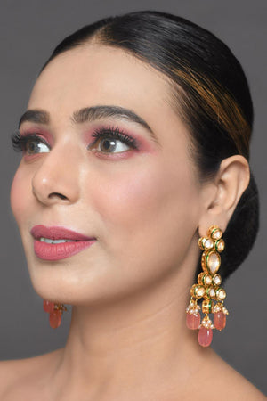 Golden Kundan & Beads Alloy Earrings
