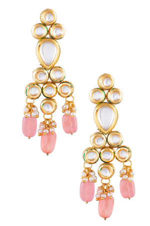Golden Kundan & Beads Alloy Earrings