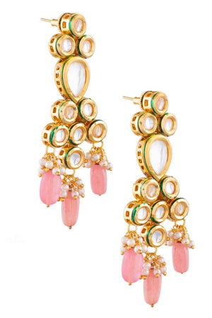 Golden Kundan & Beads Alloy Earrings
