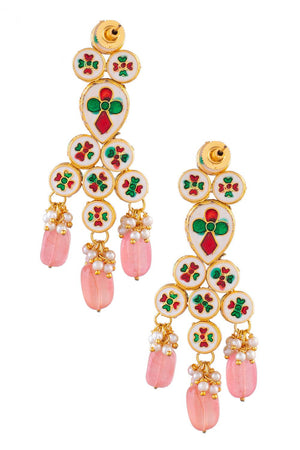 Golden Kundan & Beads Alloy Earrings