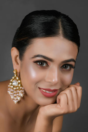Golden Kundan & Beads Alloy Earrings