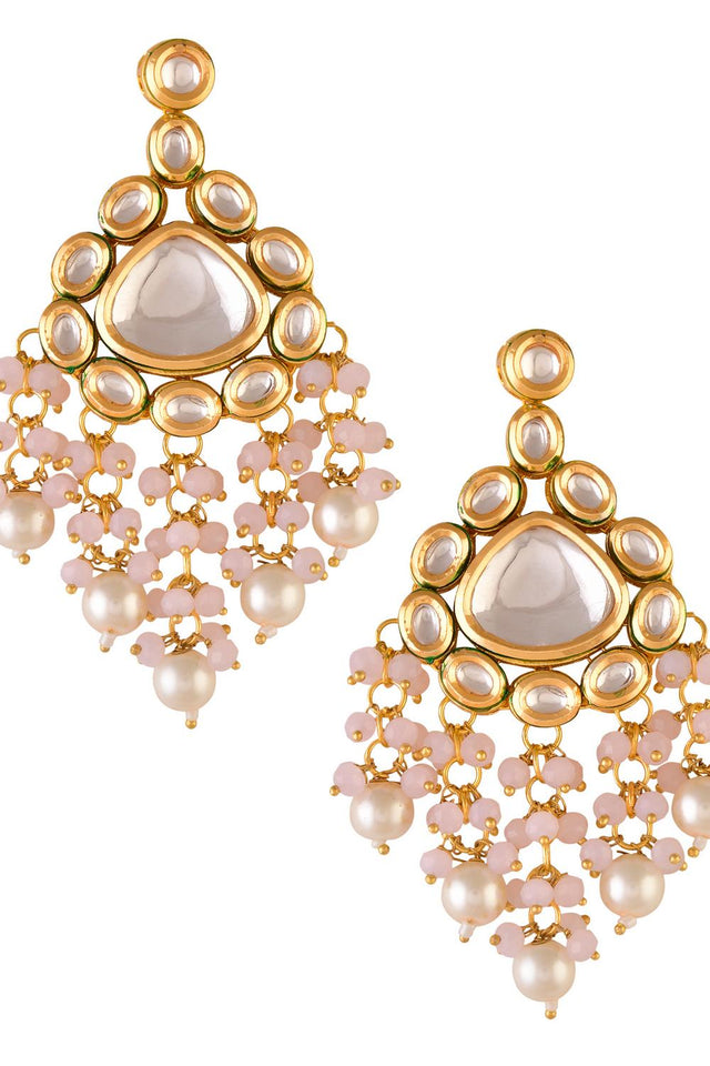 Golden Kundan & Beads Alloy Earrings
