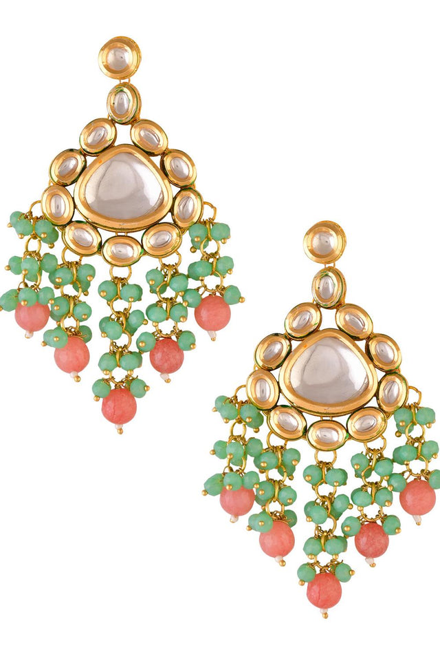 Golden Kundan & Beads Alloy Earrings