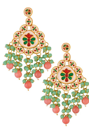 Golden Kundan & Beads Alloy Earrings