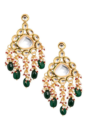 Golden Kundan & Beads Alloy Earrings