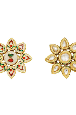 Golden Kundan & Beads Alloy Earrings