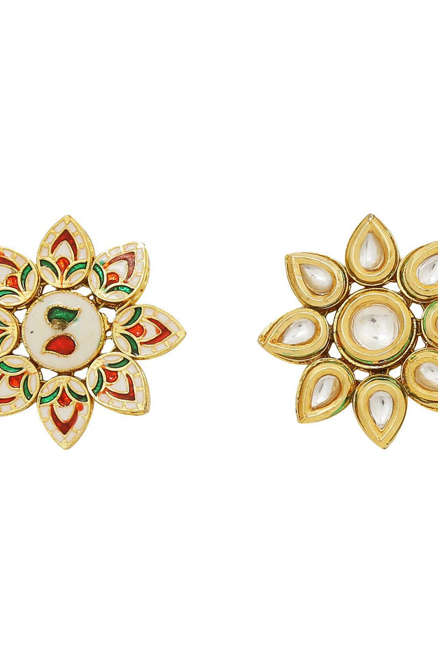 Golden Kundan & Beads Alloy Earrings