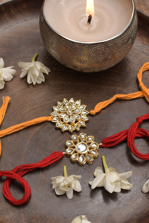 Kundan Floral Rakhi -Set Of 2