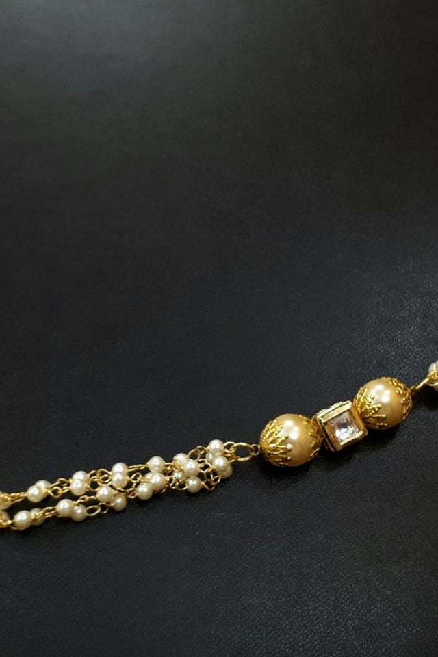 Classic Gold Tone Kundan Inspired Pearl Bracelet