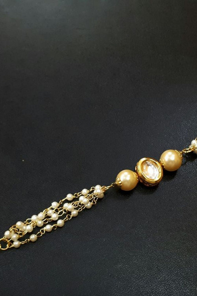Classic Gold Tone Kundan Inspired Pearl Bracelet