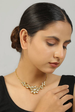 Golden Floral Kundan Alloy Necklace