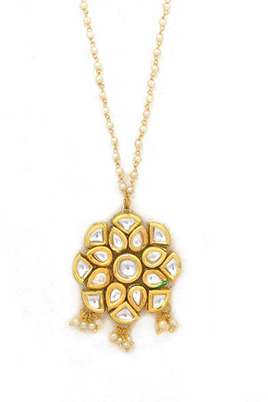 Golden White Gold Tone Kundan Alloy Necklace