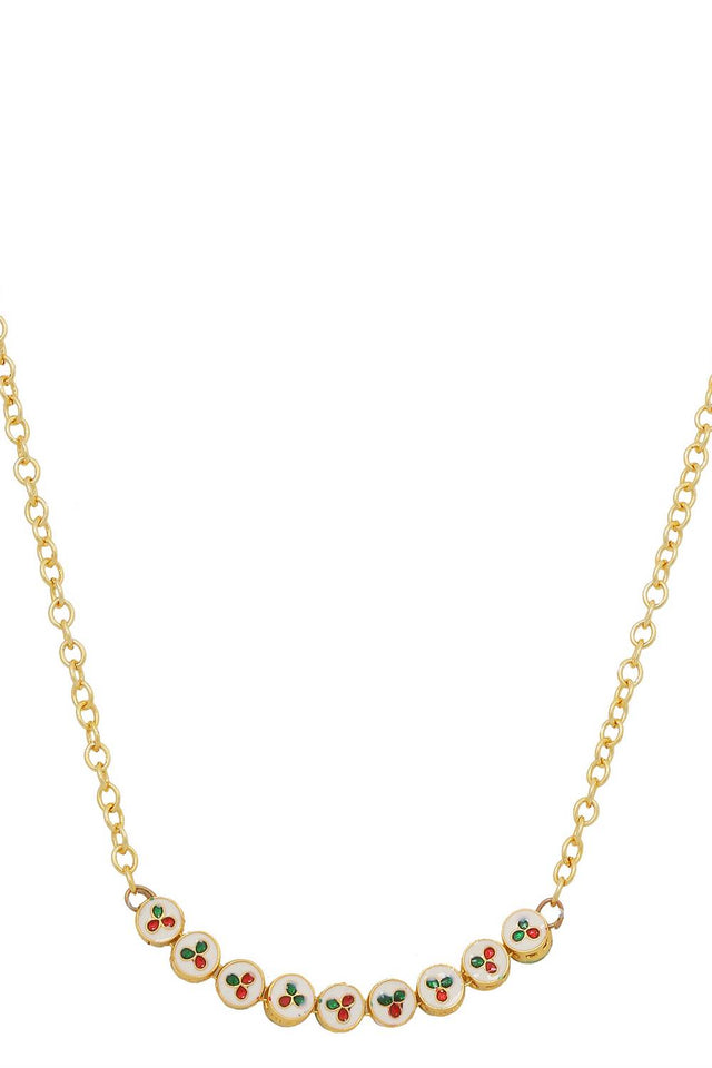 Golden Sleek Kundan Alloy Necklace