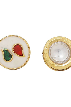 White Gold Tone Kundan Alloy Necklace With Earrings