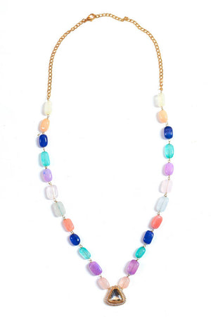 White Multicolored Kundan Brass Polki Necklace
