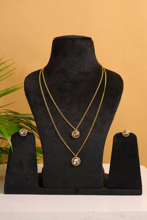 Golden Layered Kundan Brass Polki Necklace Set