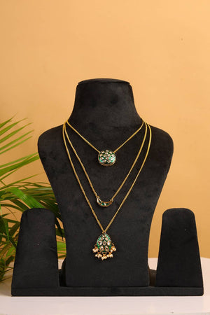 Green Multi Layered Green Alloy Necklace