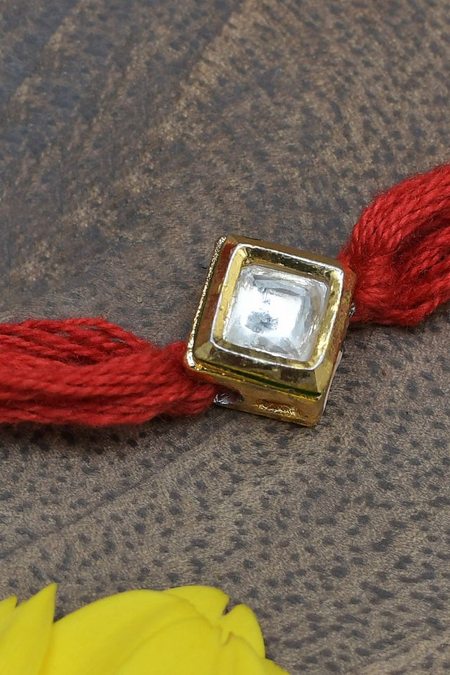 Red Gold Tone Kundan Rakhi