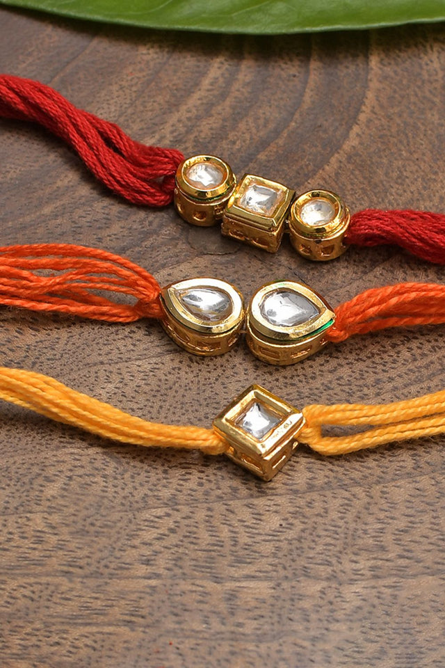 Kundan Handmade Rakhi- Set Of 3