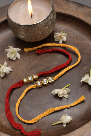 Kundan Gold Tone Rakhi - Set Of 2