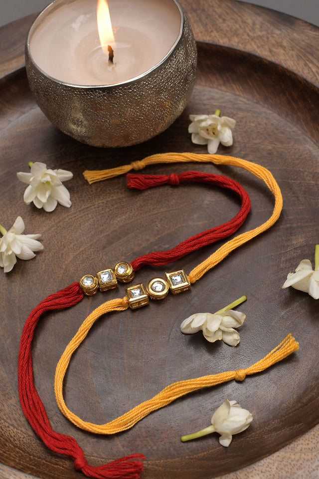 Kundan Gold Tone Rakhi - Set Of 2