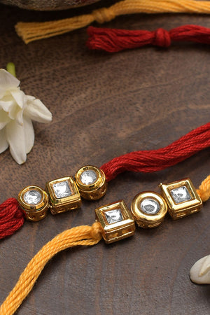 Kundan Gold Tone Rakhi - Set Of 2
