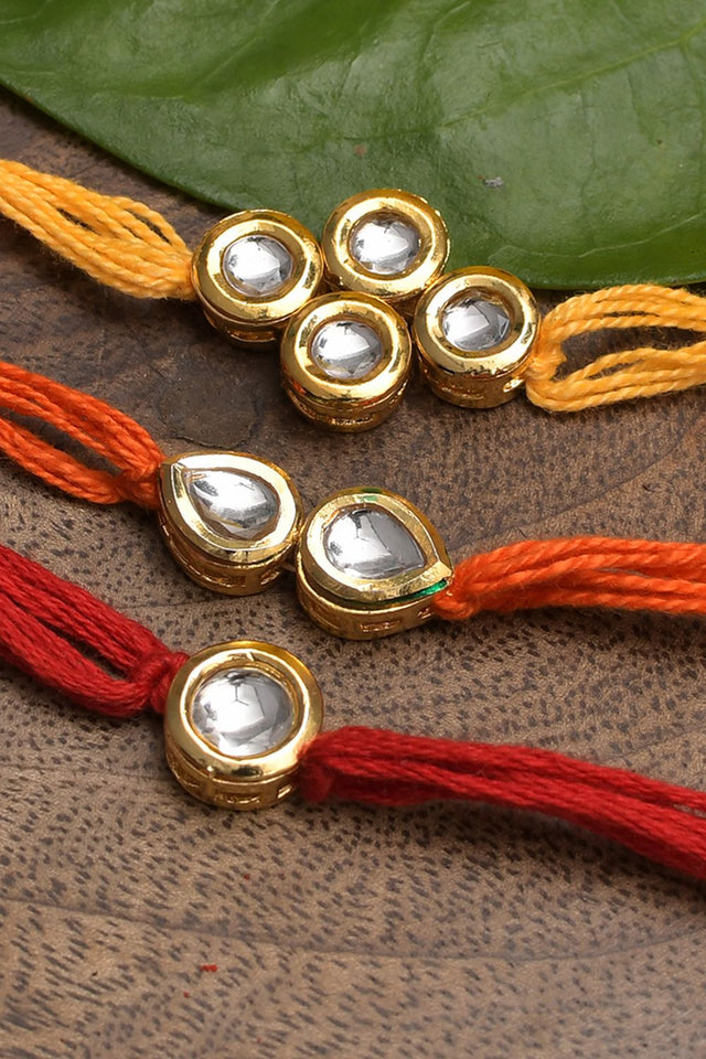 Kundan Handmade Rakhi- Set Of 3