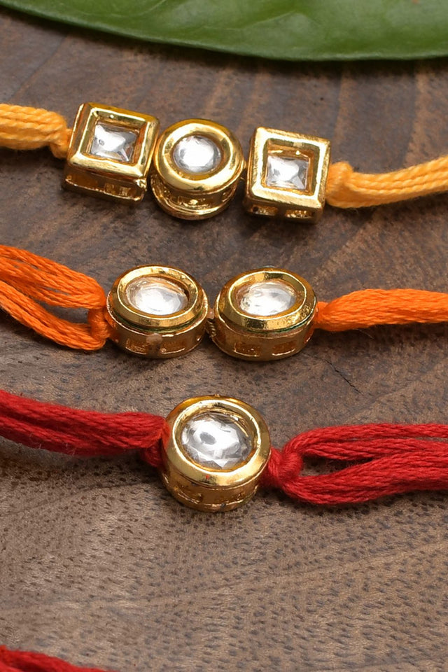 Kundan Handmade Rakhi- Set Of 3