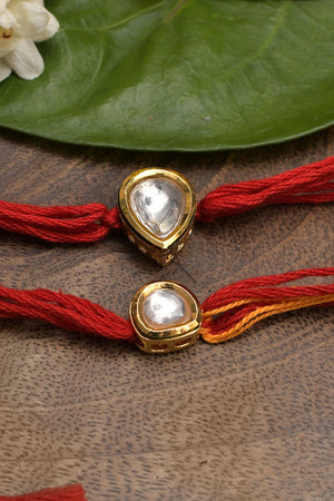 Kundan And Pearl Handmade Rakhi- Set Of 2