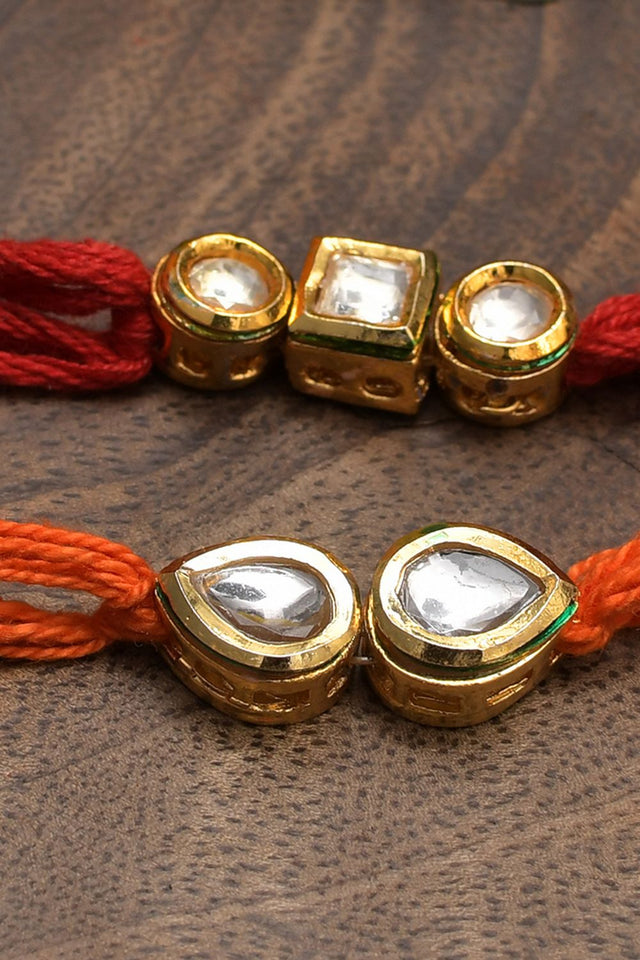 Kundan Gold Tone Kundan Rakhi - Set Of 2