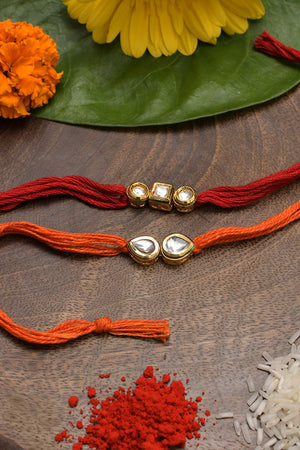 Kundan Gold Tone Kundan Rakhi - Set Of 2