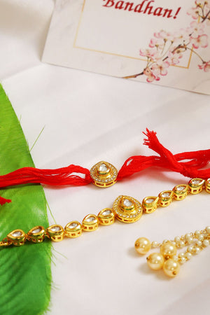 Handcrafted Kundan Rakhi & Lumba Set- Set Of 2