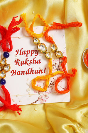 Kundan Handmade Rakhi- Set Of 3
